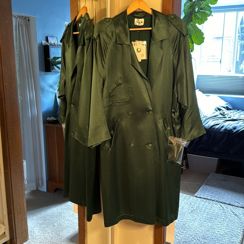 🐍 NWT Women’s Rat & Boa Green Franca Mac Trench Coat Dress 🐍 - Picture 4 of 10